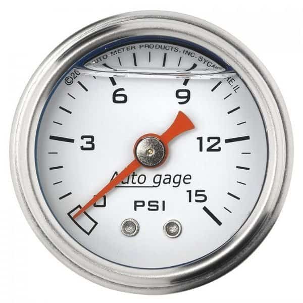 PRESSURE GAUGE, 0-15 PSI WHITE
