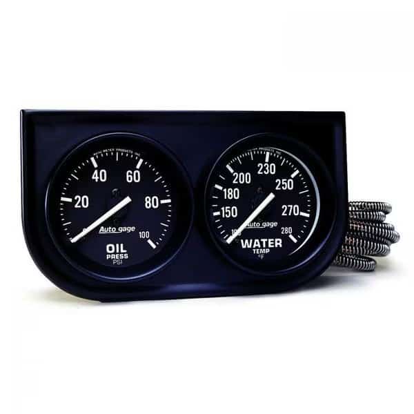 2IN 2 GAUGE CONSOLE, OIL/ WATER, MECH, BLACK