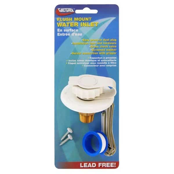 WATER INLET, 2-3/4IN PLASTIC FLANGE, WHITE, LEAD-FREE, CARDED