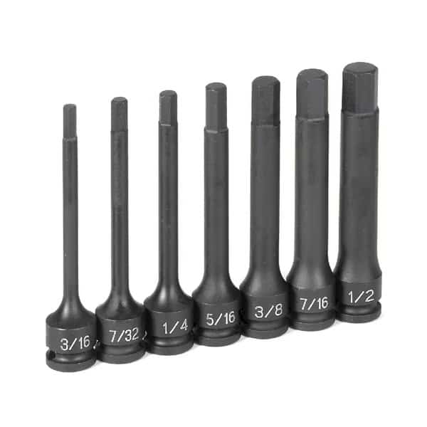 SKT SET 3/8" DR 7PC 4" FRACTNL HEX DRVR