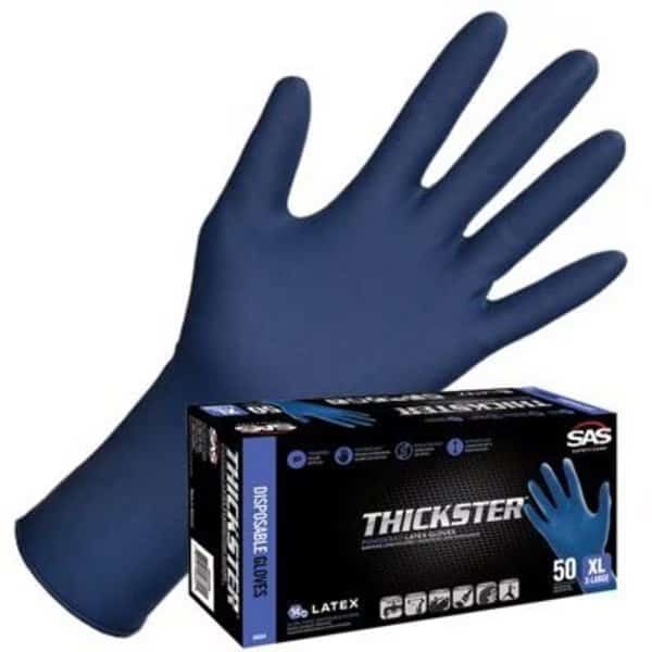 Thickster, Disposable Gloves, 14 mil Palm, Latex, Powdered, 2XL, Blue
