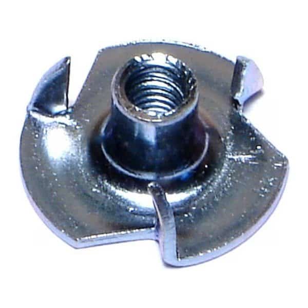 T-Nut, 3 Prongs, #10-32, Steel, Zinc Plated, 100 PK