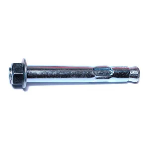 Sleeve Anchor, 5/8" Dia., 4-1/4" L, Steel Zinc Plated, 10 PK