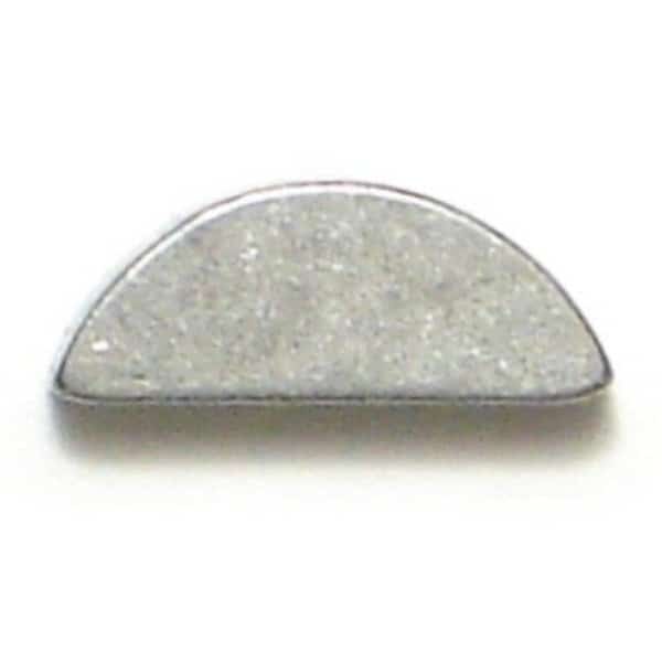 Woodruff Key, 2.5 x 3.7 mm Key Size, Steel Zinc, 5 PK