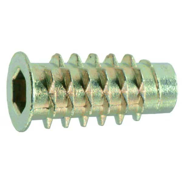 Hex Drive Threaded Insert, M6-1.00 Int Thrd Sz, 25 mm L, Zinc Alloy, 4 PK