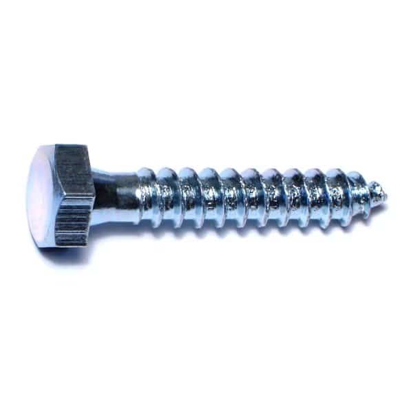 Lag Screw, 5/16 in, 1-3/4 in, Steel, Zinc Plated Hex Hex Drive, 15 PK