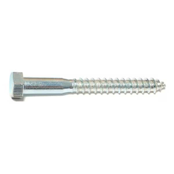Lag Screw, 3/8 in, 3-1/2 in, Steel, Zinc Plated Hex Hex Drive, 10 PK