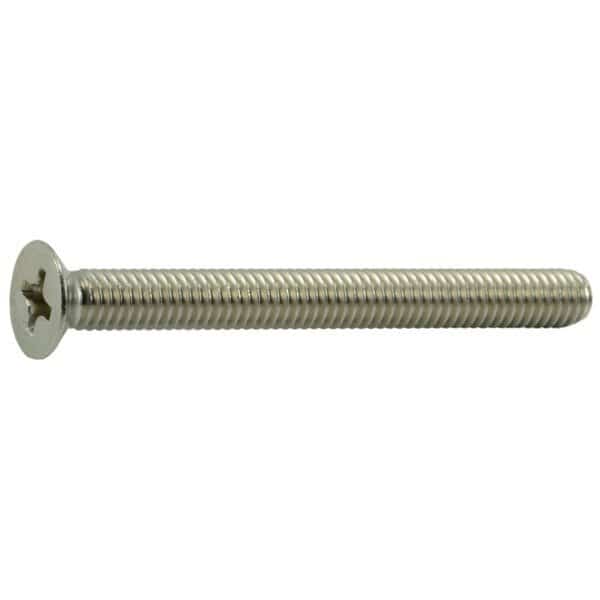M4-0.70 x 40 mm Phillips Flat Machine Screw, Plain Stainless Steel, 12 PK