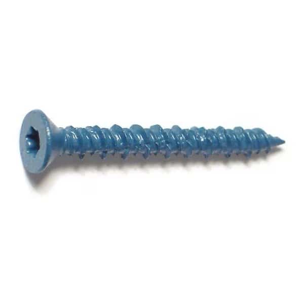 Masonry Screw, 3/16" Dia., Flat, 1 3/4 in L, Steel Blue Ruspert, 100 PK