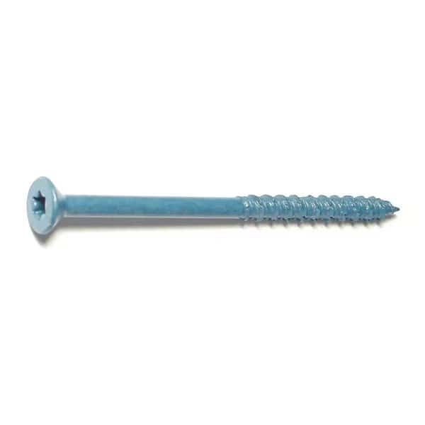 Masonry Screw, 1/4" Dia., Flat, 4 in L, Steel Blue Ruspert, 100 PK