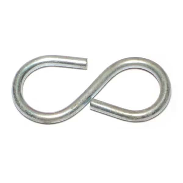 11/64" x 3/4" x 2-1/8" Zinc Plated Steel Open S Hooks 50PK