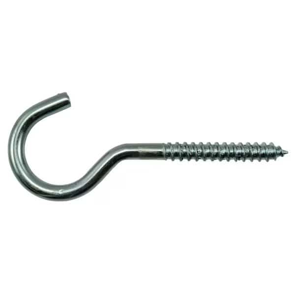 1/4" x 15/16" x 4-1/8" Zinc Plated Steel Screw Hooks 10PK