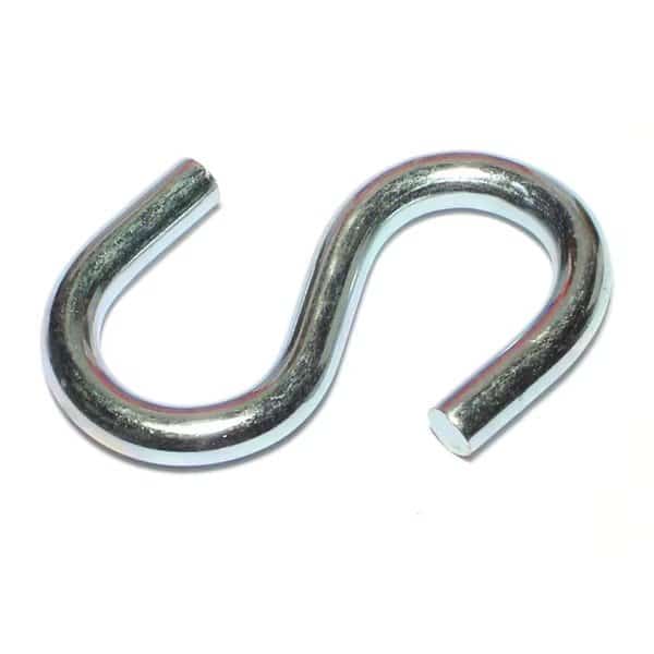 5/16" x 7/8" x 3" Zinc Plated Steel Open S Hooks 10PK