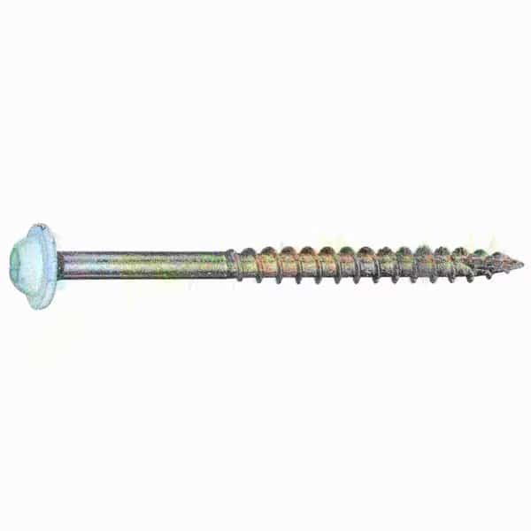Wood Screw, #9, 2-1/2 in, White Steel Round Head Torx Drive, 87 PK