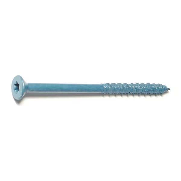 Masonry Screw, 1/4" Dia., Flat, 4 in L, Steel Blue Ruspert, 100 PK