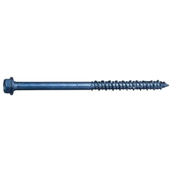 Masonry Screw, 1/4" Dia., Hex, 3 3/4 in L, Steel Blue Ruspert, 100 PK