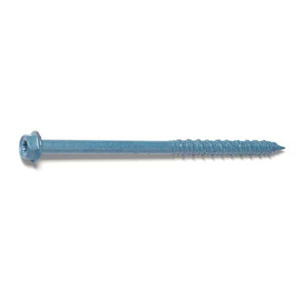 Masonry Screw, 1/4" Dia., Hex, 4 in L, Steel Blue Ruspert, 100 PK, Torquemaster, Mfr#: 54272