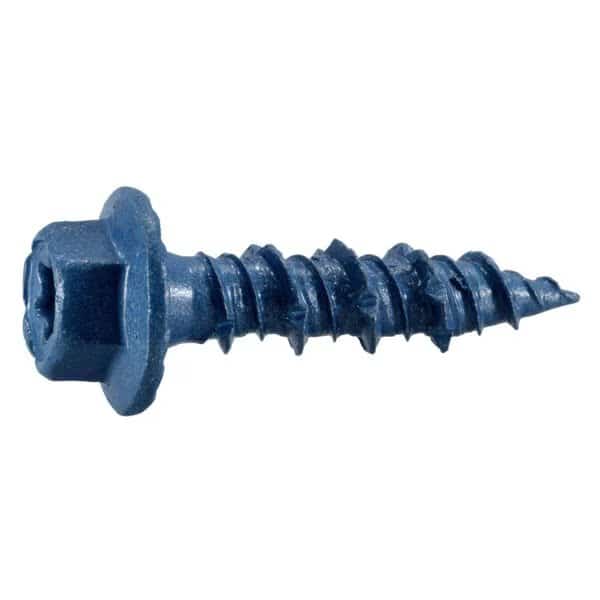 Masonry Screw, 5/16" Dia., Hex, 1-1/4" L, Steel Blue Ruspert, 50 PK