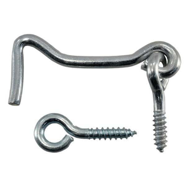 5/32" x 2" Zinc Plated Steel Gate Hooks & Eyes 15PK