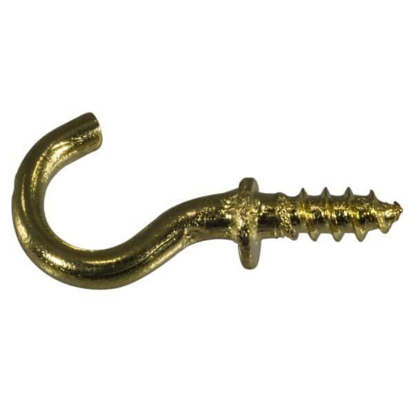 1-1/32" x 1/2" Brass Cup Hooks 30PK
