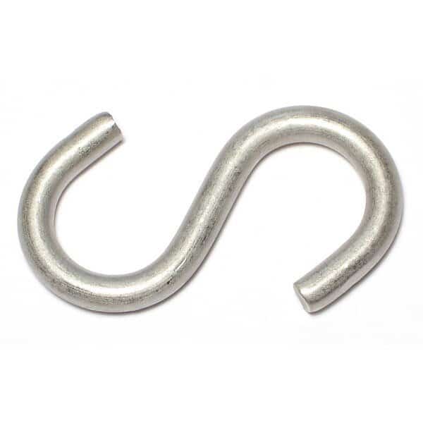 17/64" x 7/8" x 2-3/4" 18-8 Stainless Steel Medium Wire S Hooks 5PK