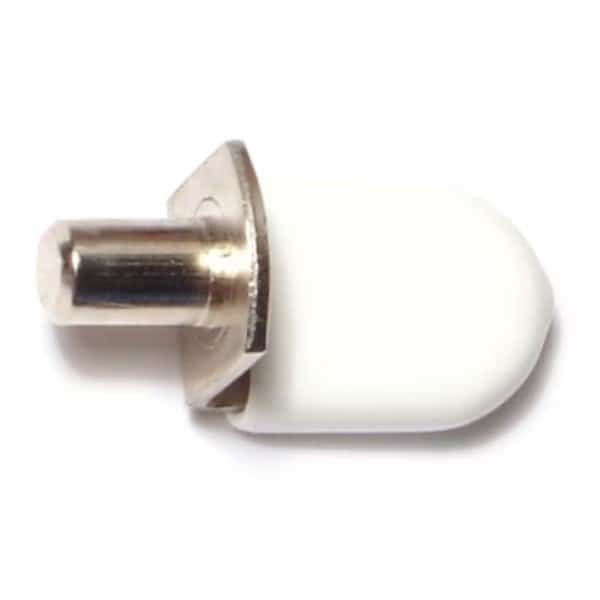 1/4" x 1/2" White Cushioned Nickel Plated Steel Shelf Supports 20PK