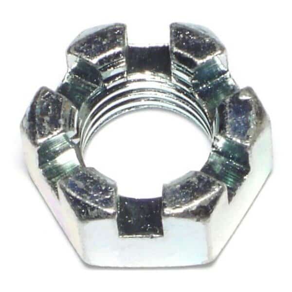 3/4"-10 Zinc Plated Steel Coarse Thread Slotted Hex Nuts 4PK
