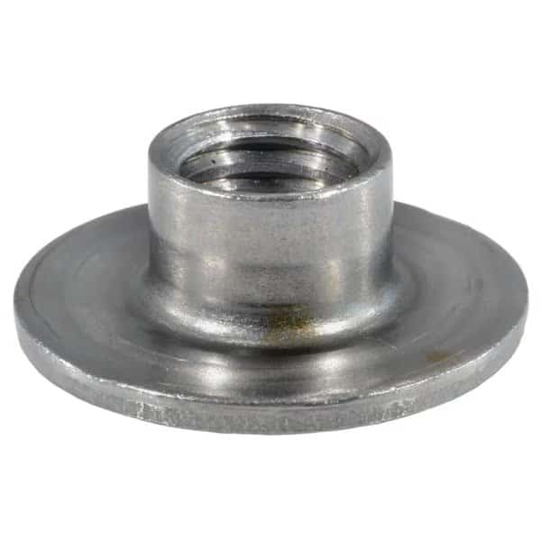 Round Weld Nut, 1/2"-13, Steel, 3/8" Lg, 4 PK