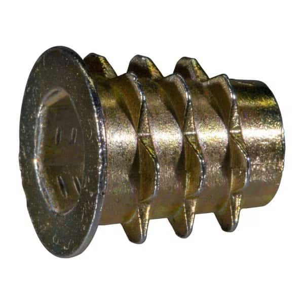 Hex Drive Threaded Insert, M6 Int Thrd Sz, 13 mm L, Zinc Alloy, Brass, 15 PK, Midwest Fastener, Mfr#: 933682