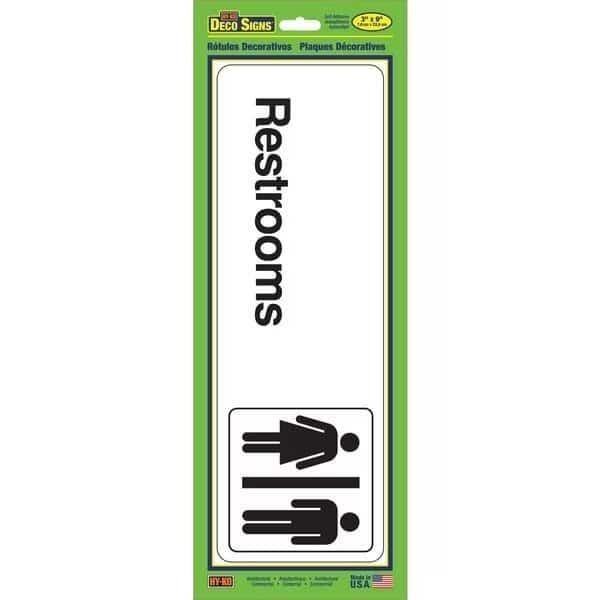 Restrooms Sign 3" x 9", 5PK