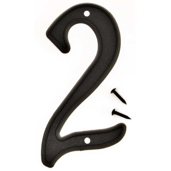 4In Black Plastic Number 2, 10PK
