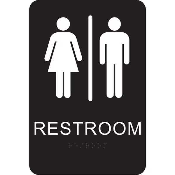 Braille Restrooms Signs 6" x 9", 3PK