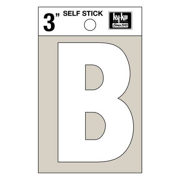 3In White Vinyl Letter B, 10PK