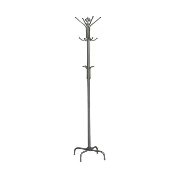 Coat Rack, Hall Tree, Free Standing, 12 Hooks, Entryway, 70"H, Bedroom, Metal, Grey, Contemporary