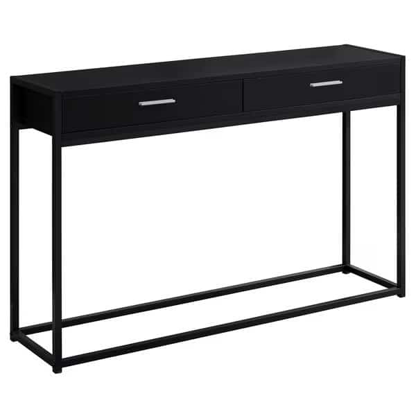 Accent Table - 48"L / Black / Black Metal Hall Console