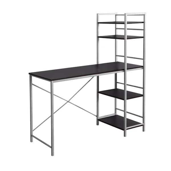 Computer Desk, Home Office, Laptop, Storage Shelves, 48"L, Work, Metal, Laminate, Brown, Grey, Monarch Specialties, Mfr#: I 7166