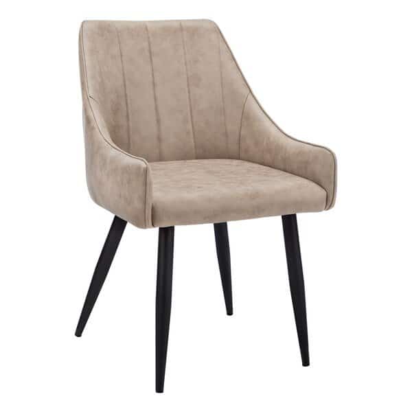 Dining Chair, Set Of 2, Side, Upholstered, Kitchen, Dining Room, Fabric, Metal, Beige, Black