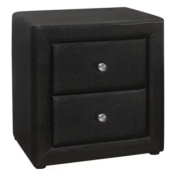 Bedroom Accent, Nightstand, End, Side, Lamp, Bedroom, Upholstered, Pu Leather Look, Black