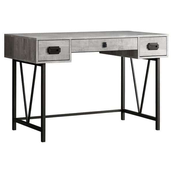 Computer Desk, Home Office, Laptop, Storage Drawers, 48"L, Work, Metal, Laminate, Grey, Black