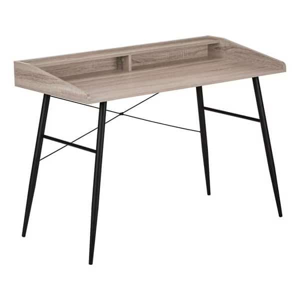 Computer Desk, Home Office, Laptop, Storage Shelves, 48"L, Work, Metal, Laminate, Brown, Black