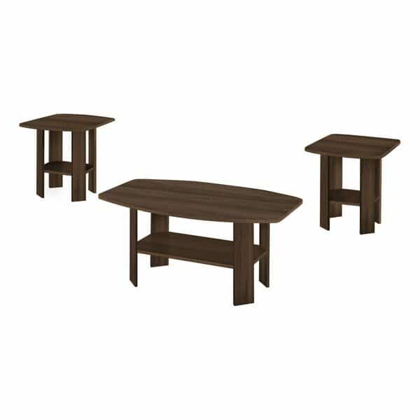 Table Set, 3pcs Set, Coffee, End, Side, Accent, Living Room, Walnut Laminate, Transitional