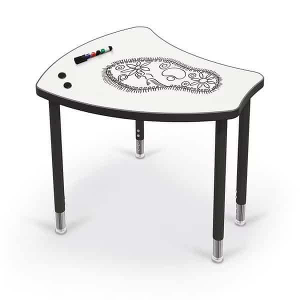 Porcelain Desktop, Standard Shapes Desk with Black Direct Mount Shapes Legs
