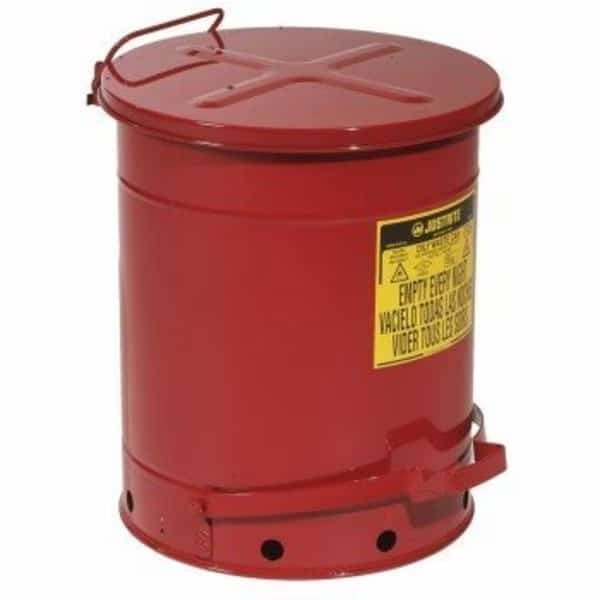 Steel Self-Closing Oily Waste Can ext. dia. 16.17" x 20.25" H, Justrite, Mfr#: CAN140
