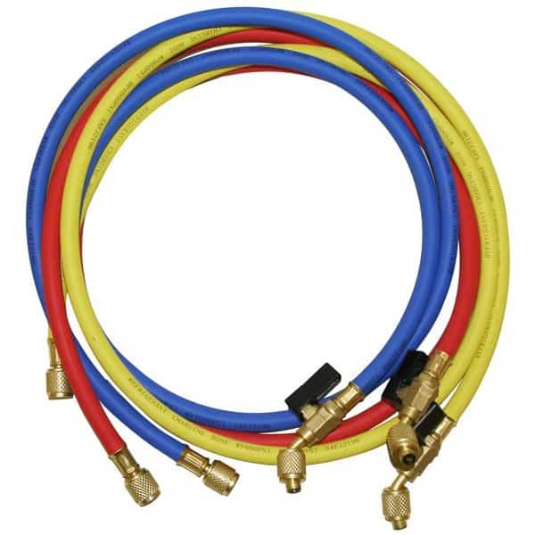 Refrigerant Hoses, 5'x3 R, B, Y, 45 Degree, Ball Valve
