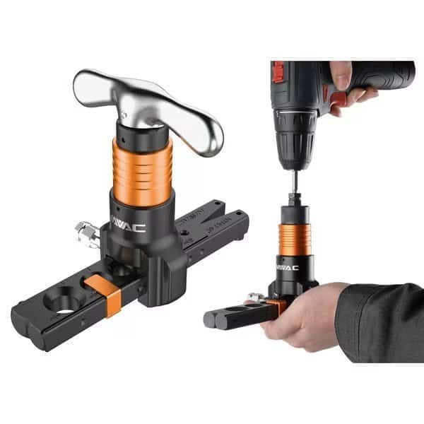 Flaring Tool, Hand or Drill-Powered, 3/4 Max OD, 7 Sizes, w/ Flare Gauge