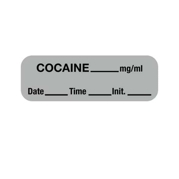 Label, Cocaine 1/2" x 1-1/2" Gray w/Black