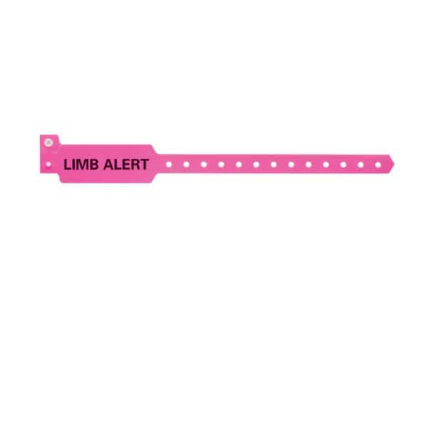 Wristband - Poly - Limb Alert 5/8" x 10" Pink w/Black