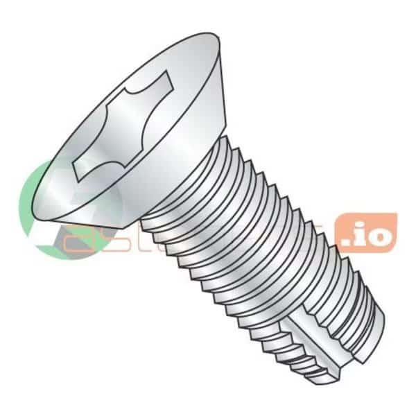 Thread Cutting Screw, #4-40 x 1/4 in, Zinc Plated Steel Flat Head Phillips Drive, 10000 PK