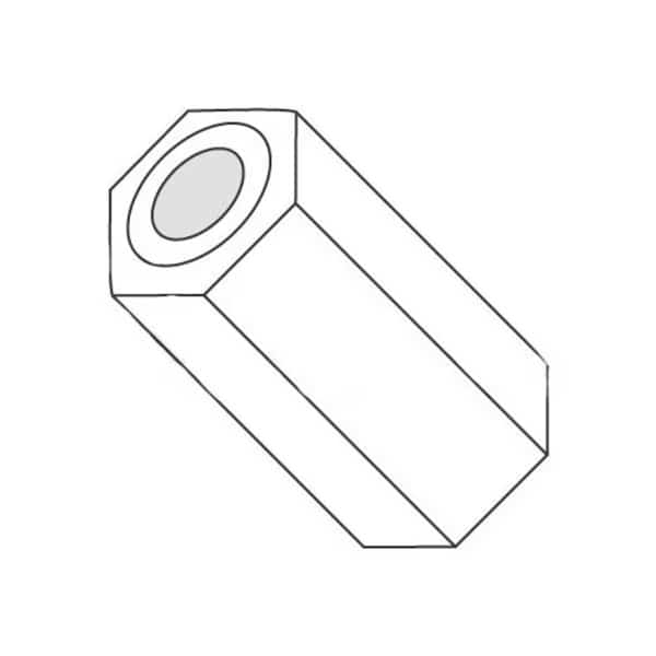 Hex Spacer, #2 Screw Size, Natural Nylon, 1/4 in Overall Lg, 0.091 in Inside Dia, 1000 PK