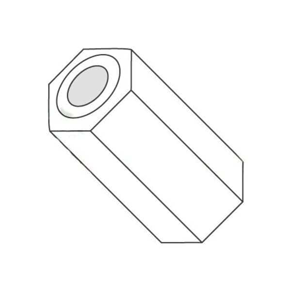 Hex Spacer, #4 Screw Size, Natural Nylon, 1/2 in Overall Lg, 0.115 in Inside Dia, 1000 PK